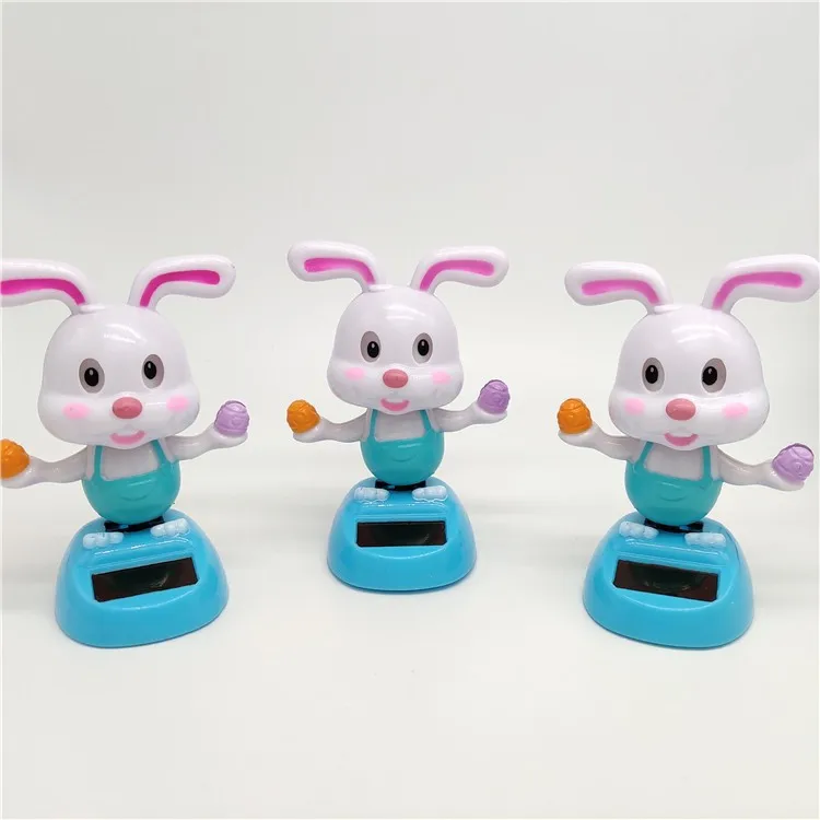 Cartoon Ice Cream Rabbit Swinging Doll Solar Car Ornament Car Interior Decoration Children's Solar Toys