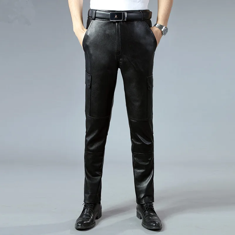 Men-s-Motorcycle-Cargo-Pants-Autumn-and-Winter-Cowskin-Pants-Goatskin ...