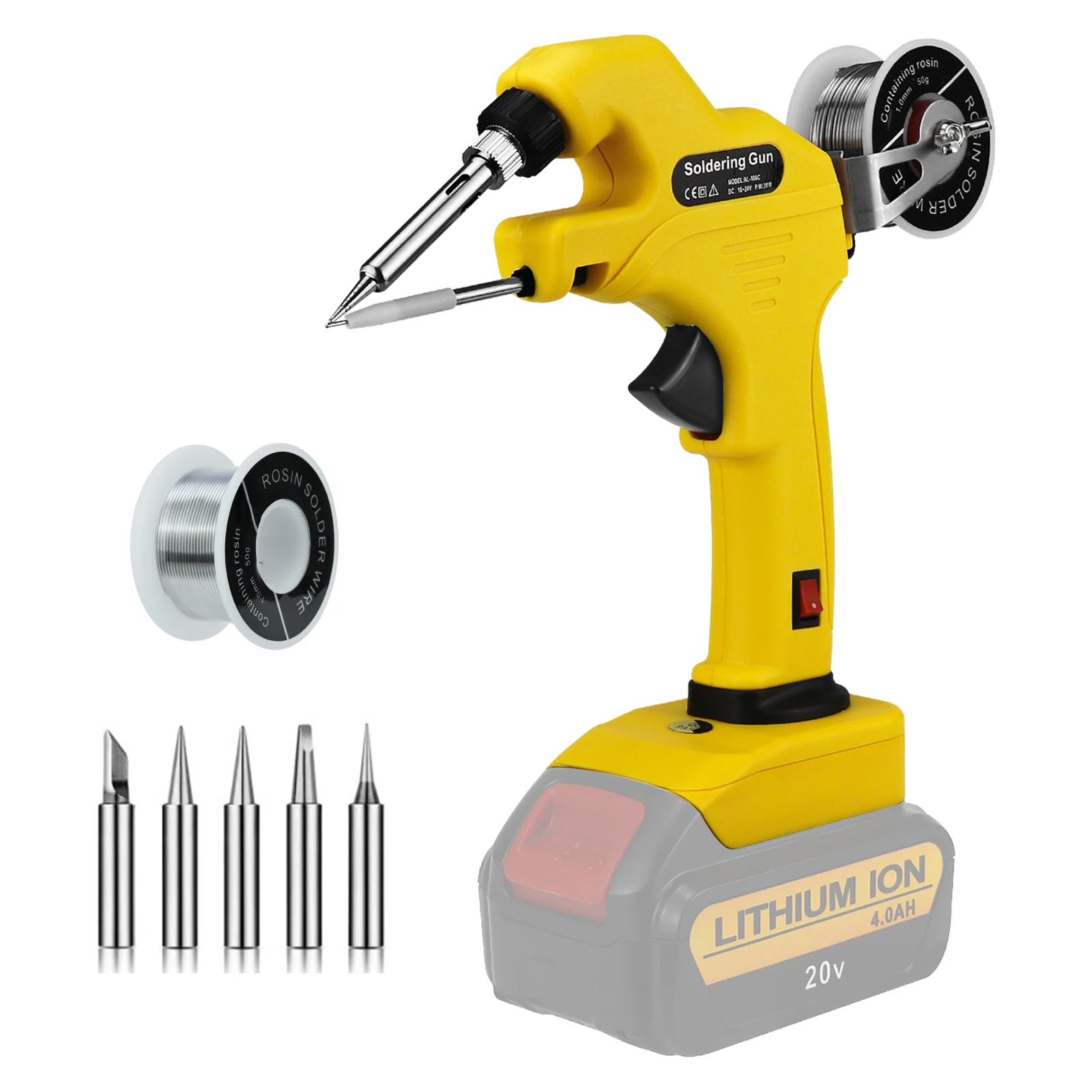 Kit Saldatore Cordless Da 30W Per Batteria Agli Ioni Di Litio Dewalt 20V 30S Preriscaldamento Rapido Con Punte Di Saldatura E Filo Di Saldatura (Senza