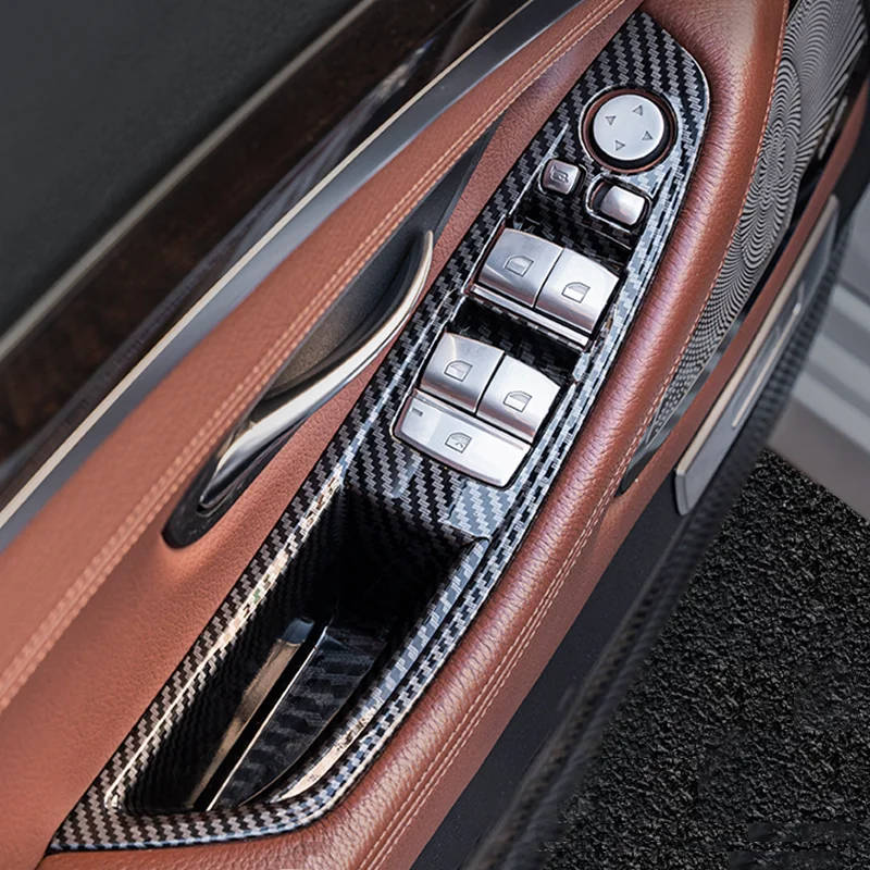 Couverture De Garniture De Nervure De Panneau De Porte Intérieure De Voiture, Autocollants De Protection En Fibre De Carbone, Poignée Intérieure, Bmw 