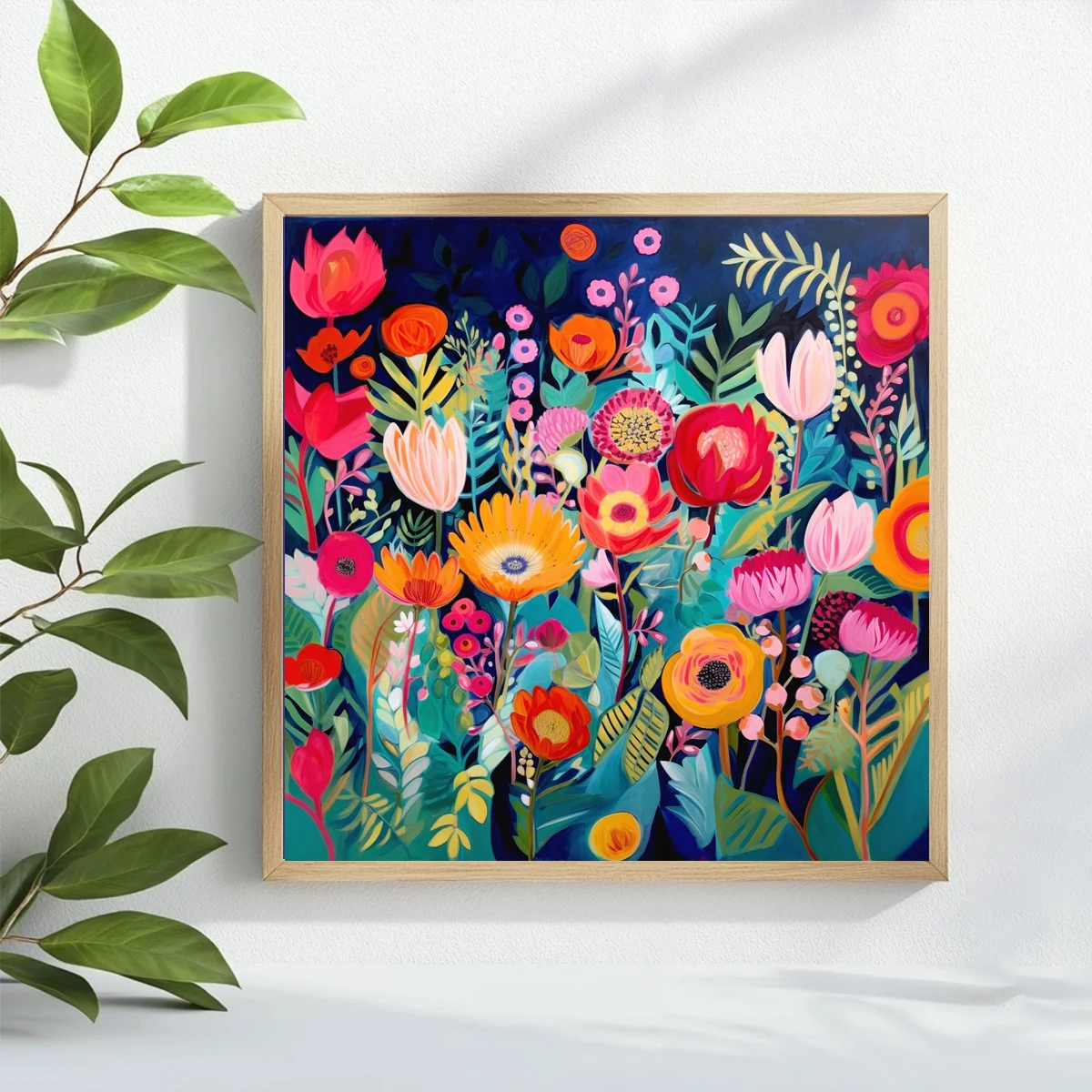 Cartoon-Blume 40X40CM/15,74 Zoll Kreuzstich-Set DIY 11CT/14CT Stickerei Wandbild als Geschenk Kreuzstich-Sets