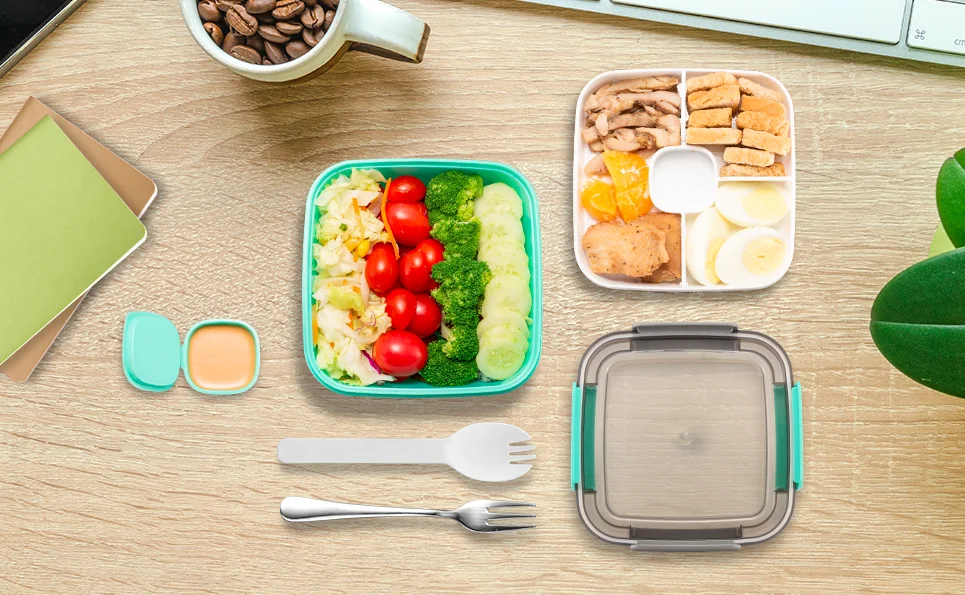 Salad Container For Lunch With Ice Pack Leakproof Bpa-free 52oz Lunch  Container With 5 Compartments Salad Dressings Container - Lunch Box -  AliExpress