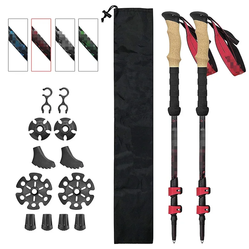 

6061 High Quality Ski Poles Foldable Trekking Pole Carbon Aluminium Nordic Walking Sticks Walking Pole Trekking