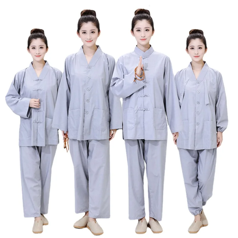 

Traditional Chinese Buddhism Meditation Lohan Clothes Lay Monk Costume Shaolin Temple Clothing Robe Zen Clothes Buddhist