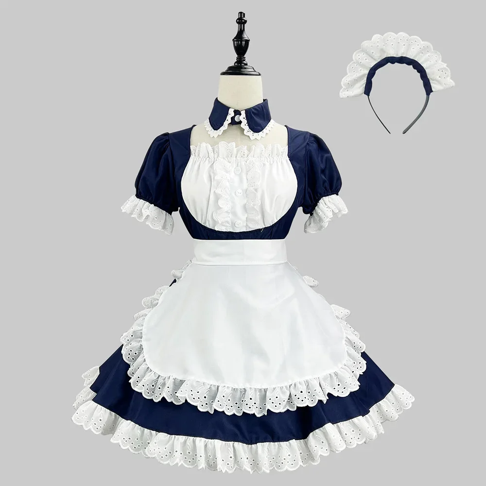 

Cute Lolita Akihabara Maid Dress Costumes Cosplay AKIBA Maid Fringed Dress Suit for Waitress Maid Party Stage Costumes S -5XL