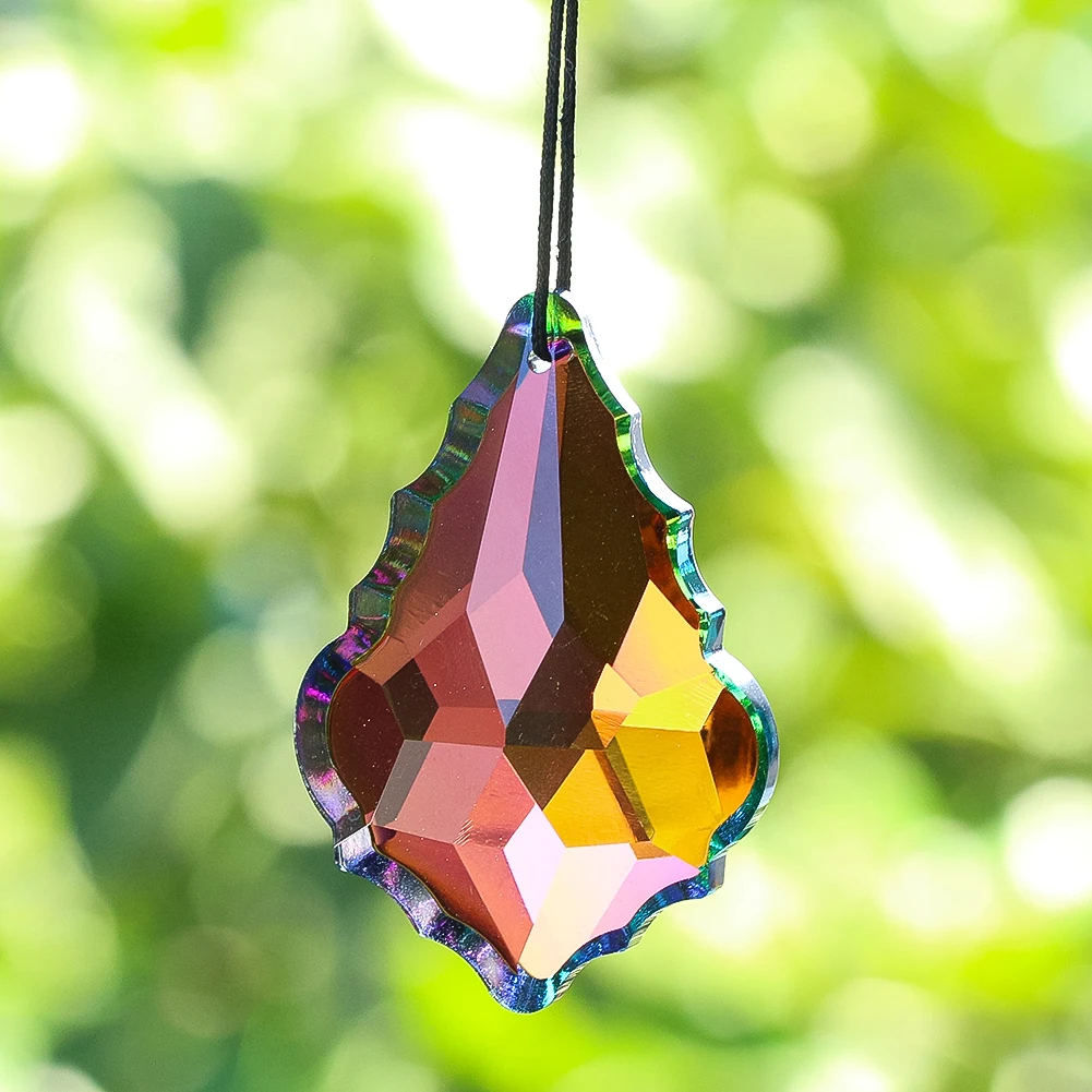 Multicolored Leaf Shape Crystal Dreamlike Pendant Prism Sun Catchers Diy Wedding Decor Home Wedding Party Decoration Ornament