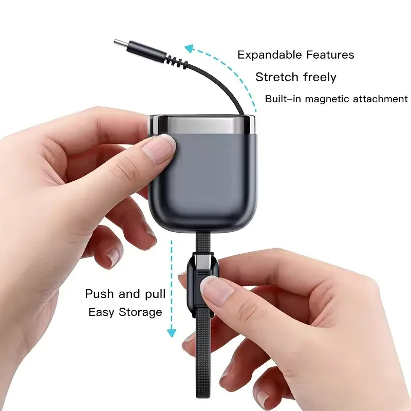 240W USB C 접이식 케이블 아이폰 17 16 15 아이패드 삼성 고속 충전기 미니 사이즈 480Mbps 타입-C to USB C 데이터 케이블 장치용