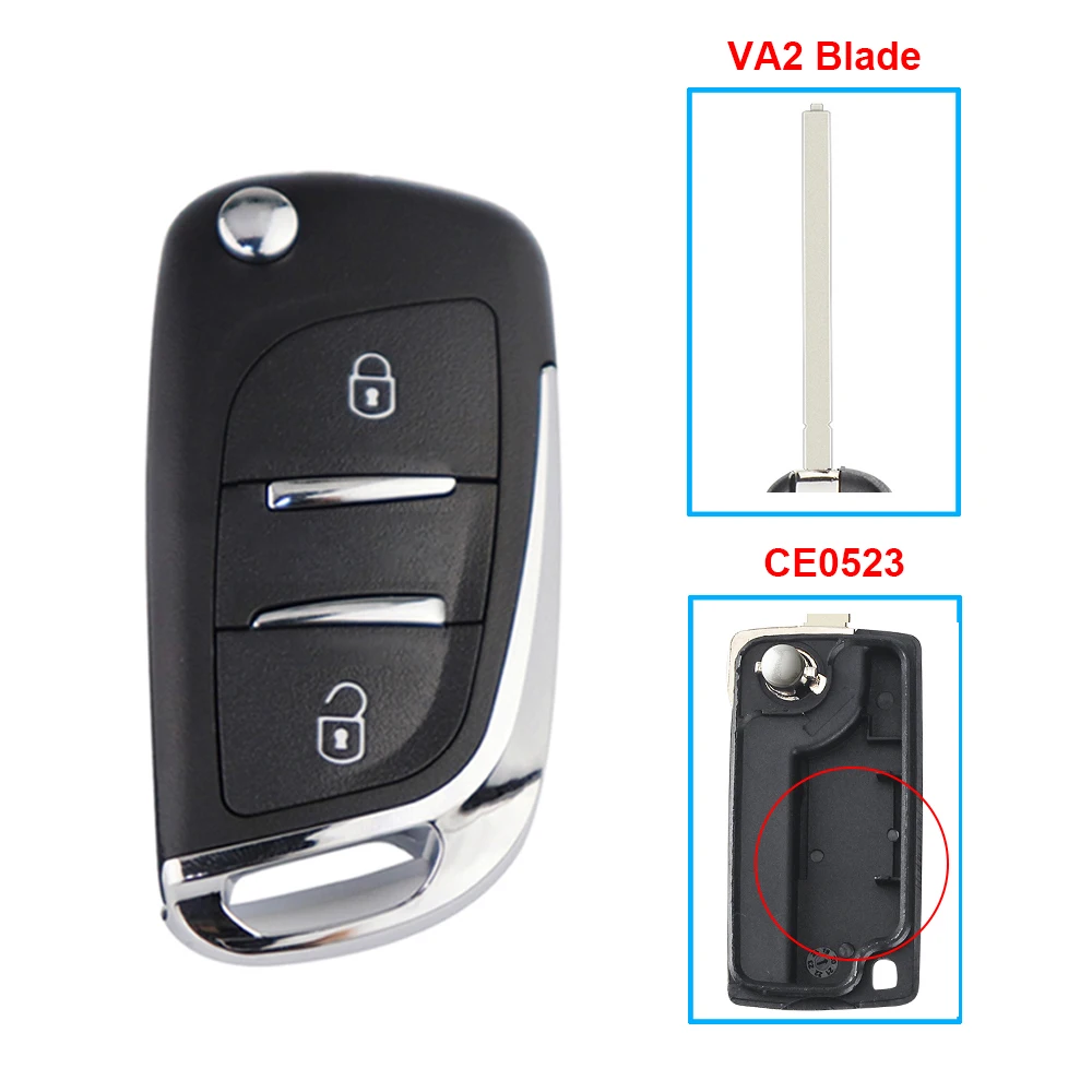 thumbnail image 1 of Carcasa de llave de coche modificada para Peugeot 207, 206, 307, 308, 407, 208, 306, 107, 406, 807 Partner para Citroën C2, C3, C4, C5, C6, C8, Xsara Berlingo, 1 of 5