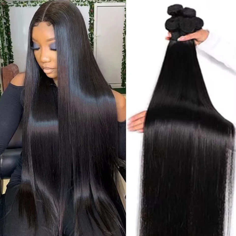 Raw Brazilian Human Hair Bundles Natural Black Extensions