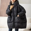 Lagabogy 2024 New Winter Women 90% White Duck Down Jacket Casual Loose Over Size Warm Parka Female Drawstring Hooded Puffer Coat 3