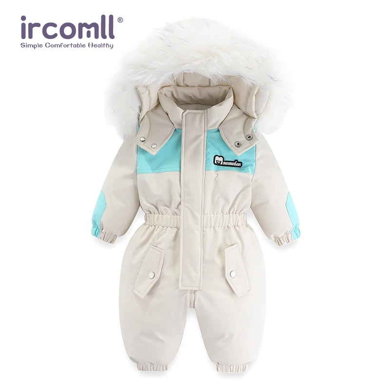 Ircomll kids Boy Girl Winter Snowsuit Plus Velvet Toddler Jacket Clothes For Boy Infant Jumpsuit Hoodied Overalls 2-6Y Outwear