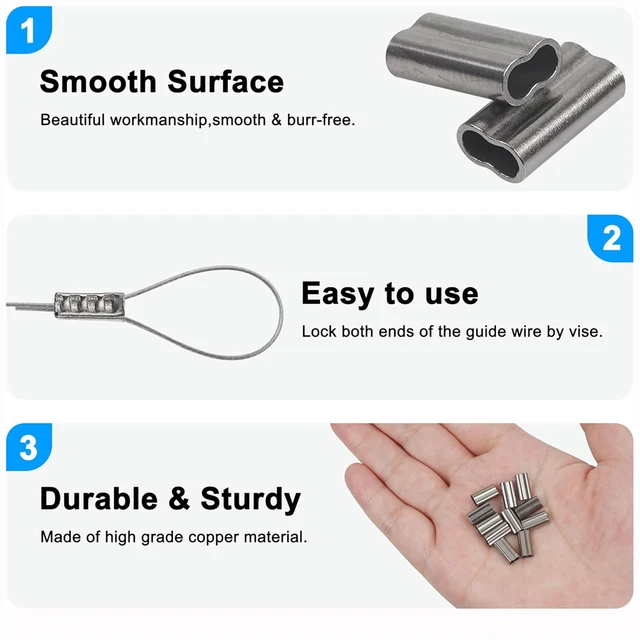 Alomejor 100 Manicotti In Ottone Per Pesca - Diametro 1.2mm, Per Lenze Mono E Filo