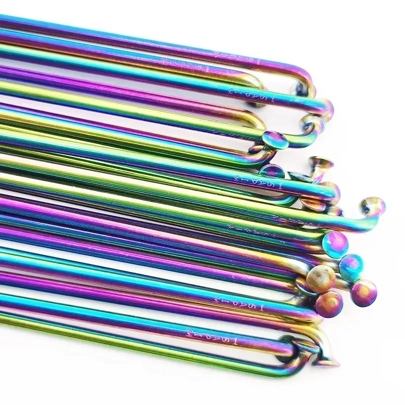 Bike Accessories Bicycle Spokes Sapim 2.0mm bicycle spokes j-bend/straight pull Rainbow color bikes with copper cap spokes Can choose any length below 310mm