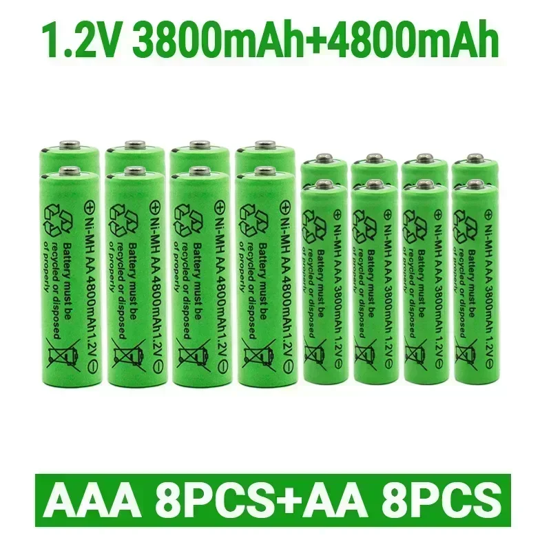 1.2V AA 4800mAh NI-MH Rechargeable Batteries+1.2 V AAA 3800 MAh Rechageable Battery NI-MH Battery 3