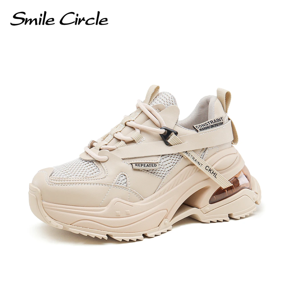 Smile Circle Chunky Sneakers Donna Flat Platform Sneakers Stringate Casual Round Toe Sneakers Scarpe Da Donna Scarpe Da Ginnastica