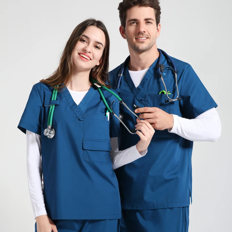 Cargo Medical Scrub Set Nurse Doctor Uniform Workwear Women Men