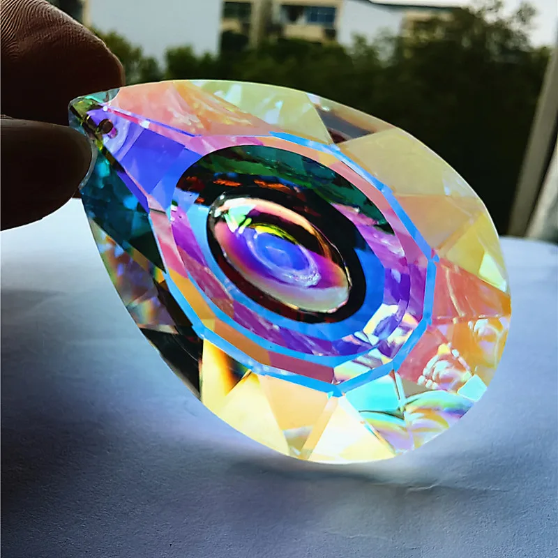 Top Quality 76mm Rainbow Color Crystal K9 Faceted Chandelier Part Diy Lighting Pendant Lamp Prisms Suncatcher Hanging Decoration
