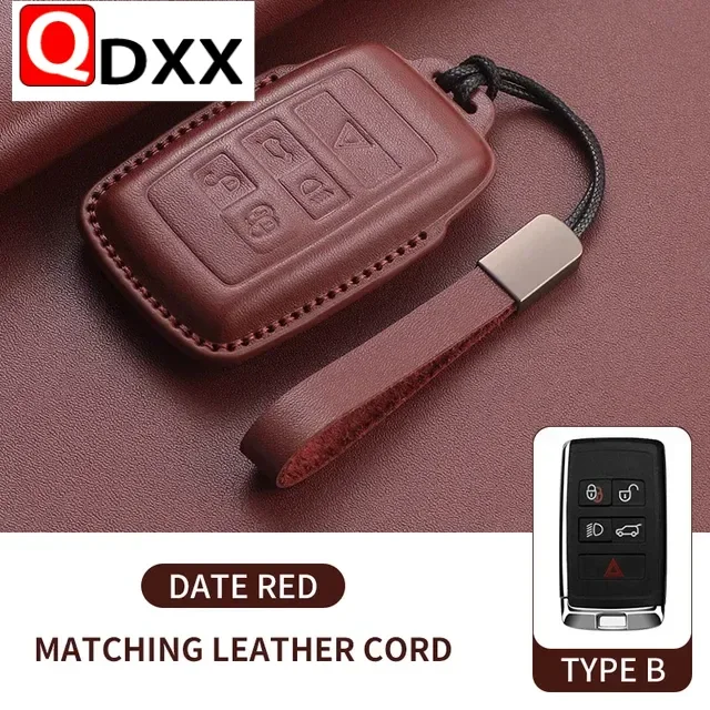 4 Auto Key Shell Fob Keychain Leather Car Remote Key Case For Land Rover Range Rover Sport Evoque Freelander Velar Discovery