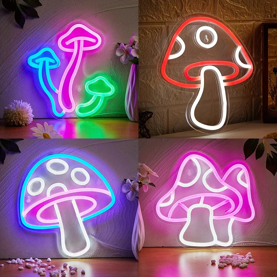 Insegna Luminosa LED A Forma Di Fungo - 22 Cm, Alimentazione USB, Luce Notturna Per Decorazione Parete, Camera Da Letto, Festa