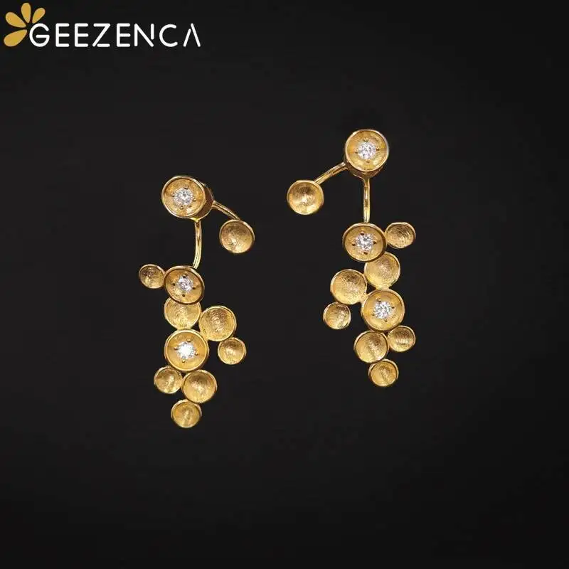 GEEZENCA 5A 지르콘 별 여성을위한 매달려 귀걸이 원래 디자인 세련된 귀걸이 파인 쥬얼리 2023 새로운 선물