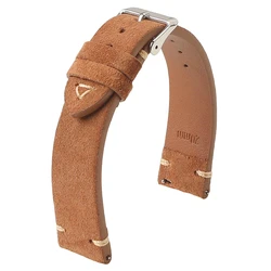 Premium Hand - Sewn Retro Calfskin Suede Watchband - Quick Release Soft Strap - 22mm (Brown)