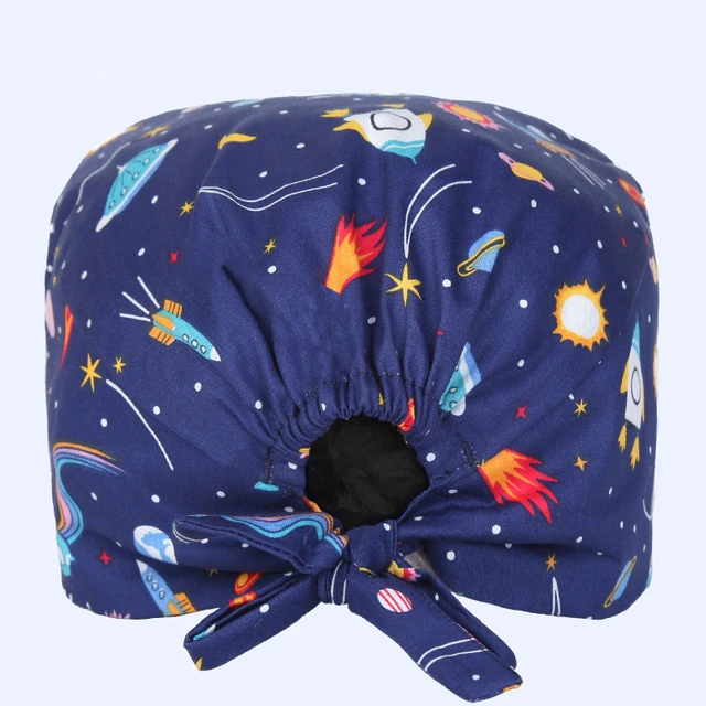 Space Series Pattern Printed Surgical Cap Ultra Soft Doctor Scrubing Hat Unisex Medical Cap Dentist Pet Hospital Headwears M596 5
