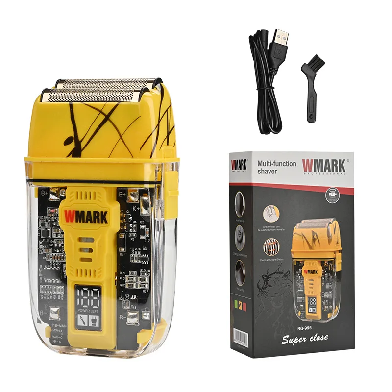 WMARK's new NG-995 transparent body titanium plated blade head reciprocating USB razor Electric men's razor 4