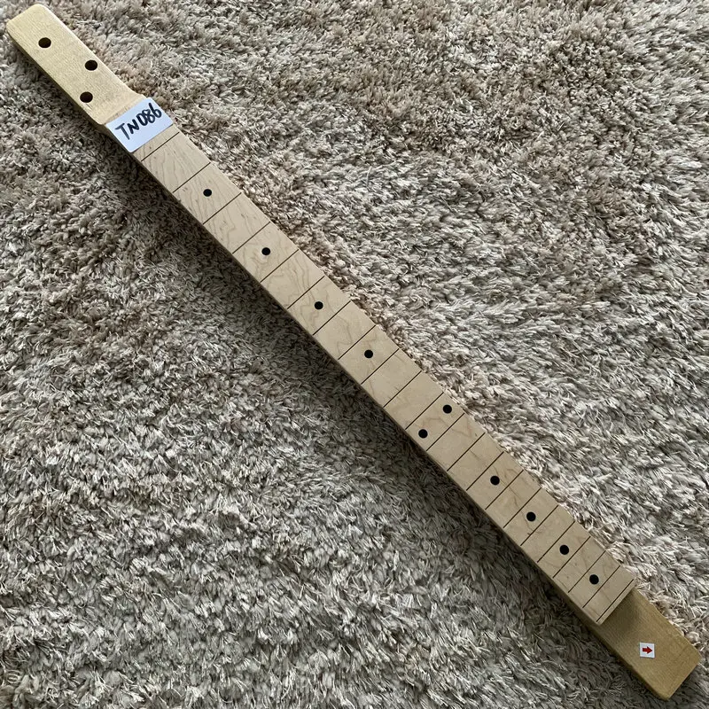 3 String Guitar Neck Solid Maple+Maple 22 Frets Unfinished Guitar Neck No Frets Black Dot Inlay