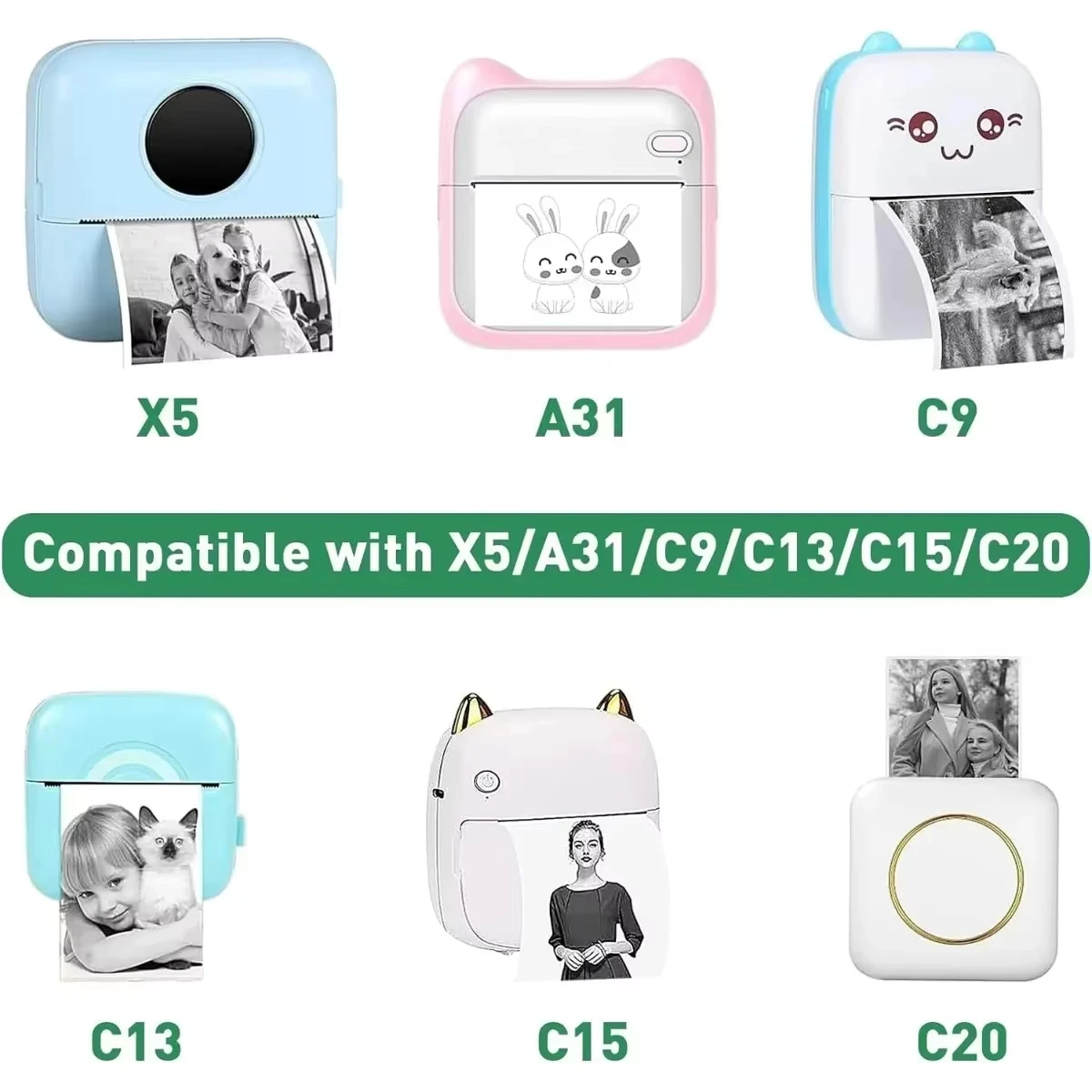 20PCS Thermal Sticker Paper Self-adhesive Printer Paper Mini Printer Photo Labels for Photos Notes 5.7 x 2.5cm