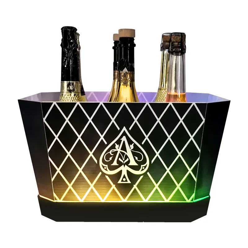 LED luminous ice bucket bar colorful light six-pack acrylic champagne barrel rechargeable spades A beer ice bucket