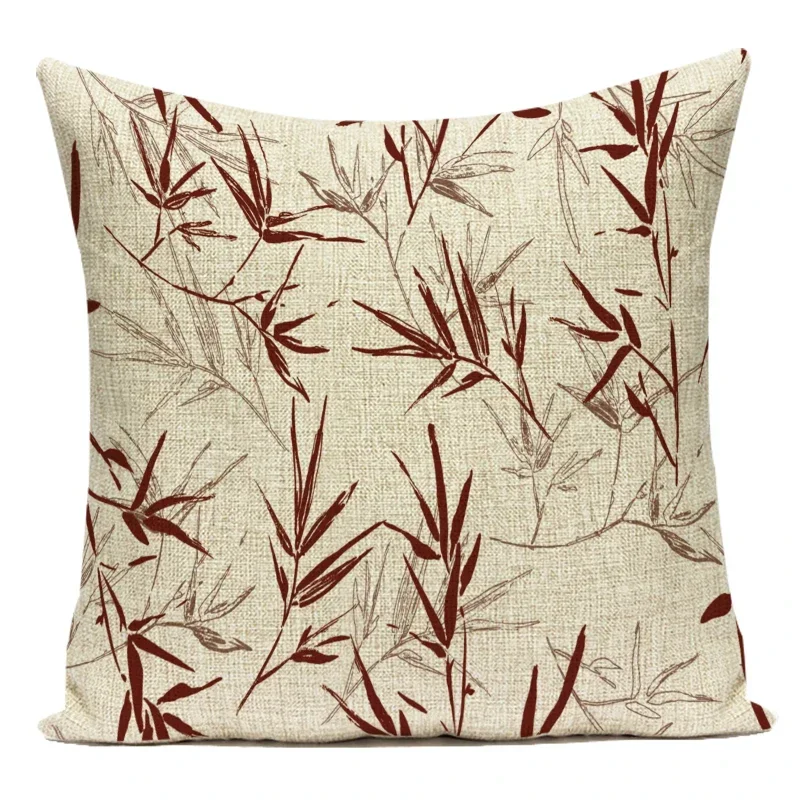 Nordic Bamboo Leaves Decorative Cushion Cover - Fresh Green Home and Sofa Accent