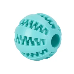 Interactive Elastic Chew Toy for Small Dogs - Rubber Bouncy Ball for Dental Health (Light Blue)