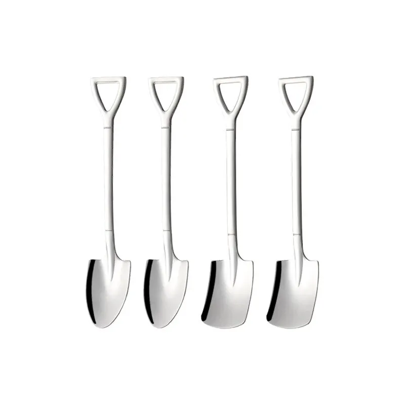 Stainless Steel Creative Coffee Shovel Ice Cream Dessert Retro Cute Square Head Spoon Tableware Set Kitchen Gadget 1PC stainless steel spoon