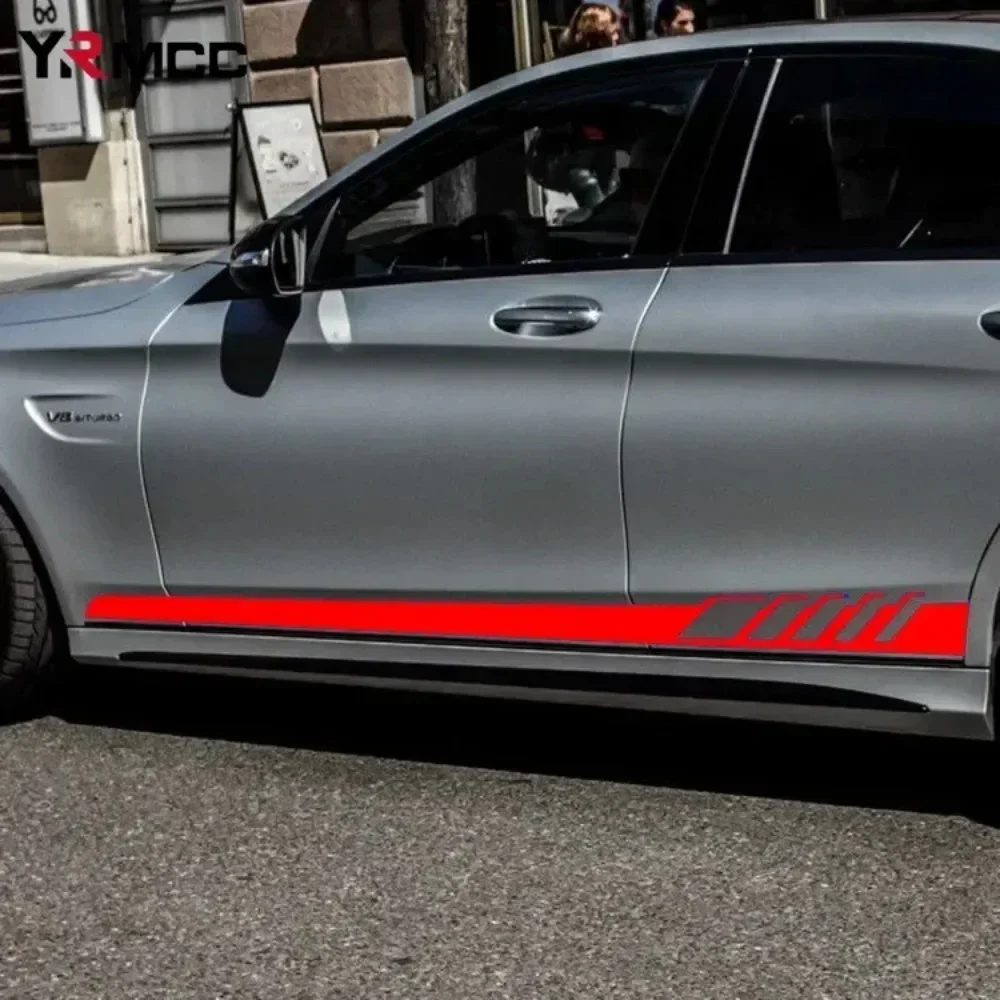 Adesivi laterali per auto Strisce da corsa Strisce da corsa universali per veicoli Decalcomanie per porte Gonna Pellicola in vinile Adesivi esterni per accessori - immagine 3