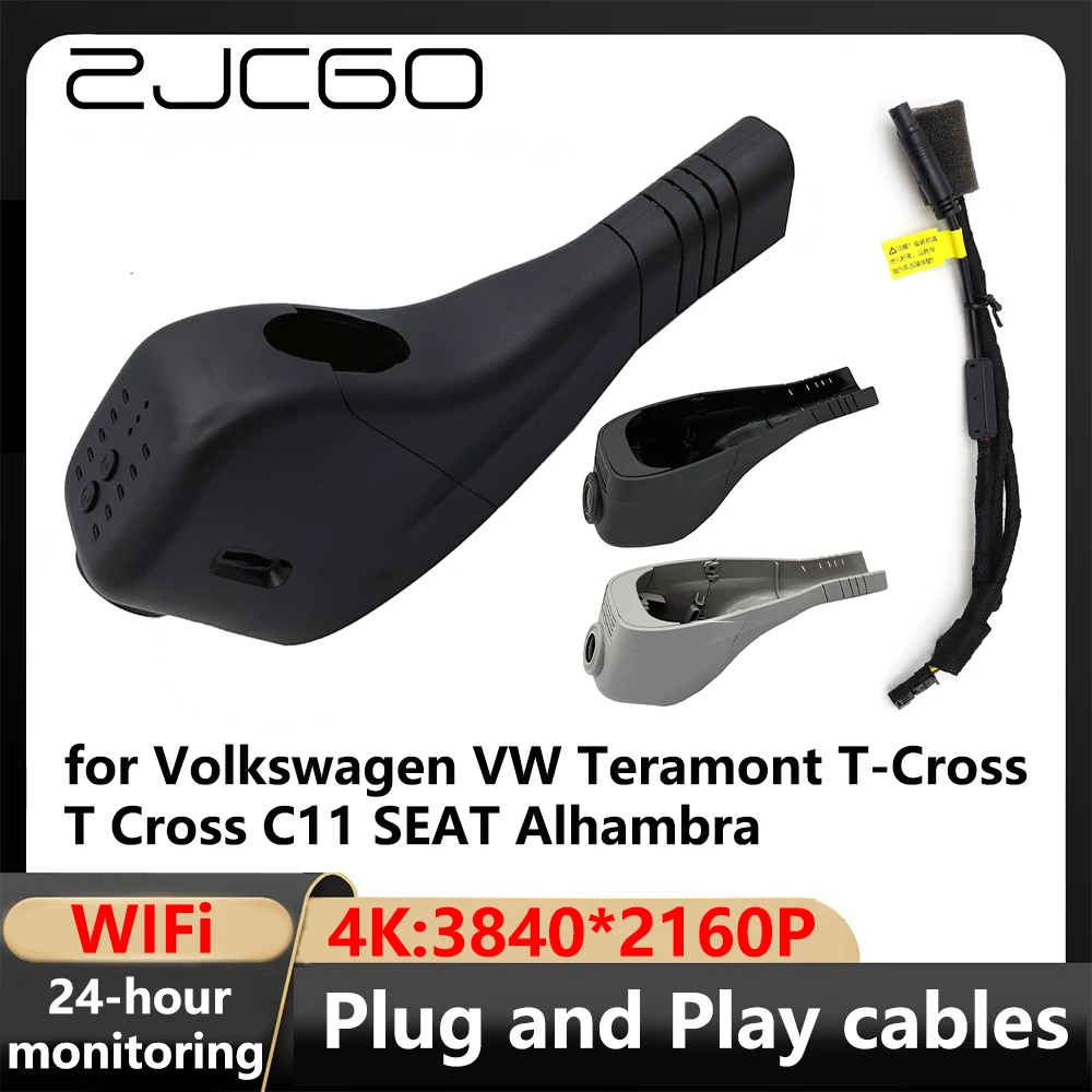 Zjcgo 4K Wifi 3840*2160 Car Dvr Dash Cam Camera Videoregistratore Per Volkswagen Vw Teramont T-Cross T Cross C11 Seat Alhambra
