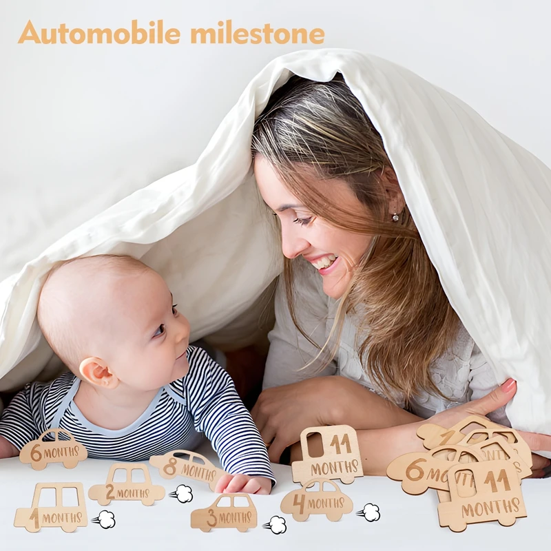 maternity photography packages near me 15pcs/set Baby Milestone Cards Car Shape Wooden Infants Birth Growth Record Card Handmade Newborn Birth Gift Photography Props hand & footprint makers at home	