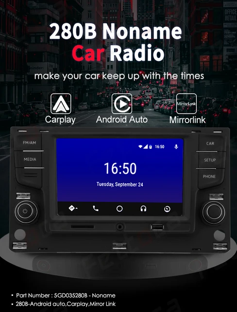 CarPlay Radio For VW Golf Mk7 Android Auto 5GD035280B 6.5 MIB1 MQB RCD330  Stereo