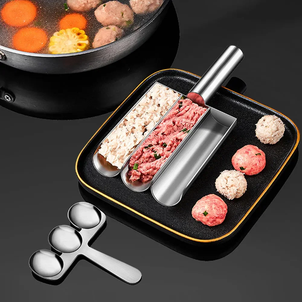 Easy-Release Non-Stick Meatball Maker Set-Manual Meatball Spoon for Effortless Fish Balls-Ideal Kitchen Tool for Home Cooking