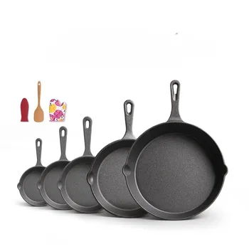 Padella in ghisa Padella non rivestita Padella piccola per uova Padella per uso domestico Set di utensili da cucina Padella per schizzi di olio Pentole in ghisa per friggere 1