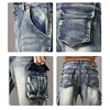 Summer new elastic American retro multi -pocket tools for denim shorts, men's pants pants loose, large size three -color 6