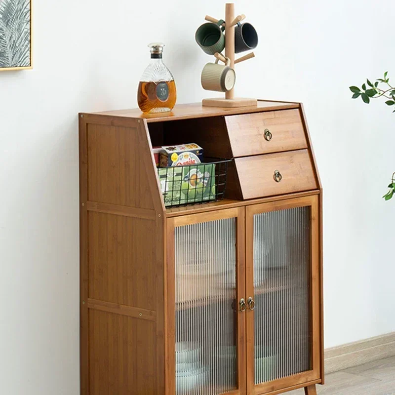 Vintage Glass Kitchen Storage Cabinets Pantry Display Full Cupboard Fixtures Dish Rack Cabinet Armario De Cocina Furniture