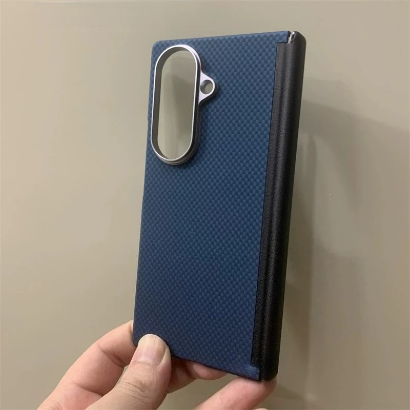Carbon Fiber Texture Magnetic Wireless Charging Protective Armor Case with Camera Lens Protection