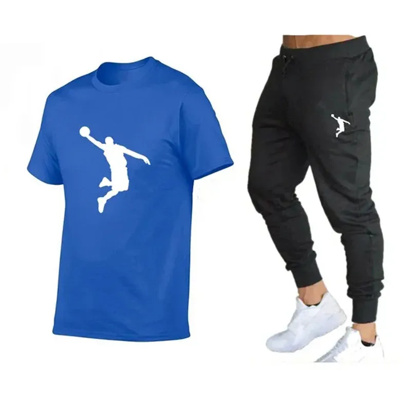 Men's T-shirt and jogging pants set, hip-hop jacket, casual brand, that is, hot summer