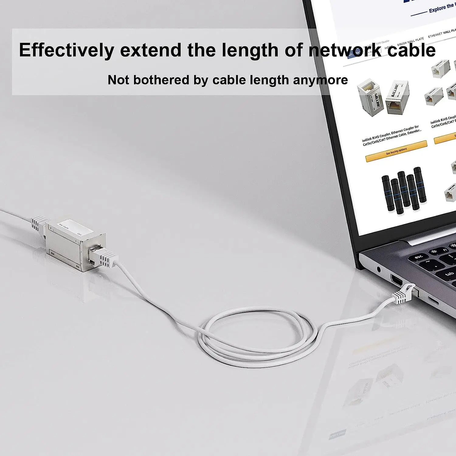 High-Speed RJ45 Ethernet Coupler Extender, Female-to-Female Connector