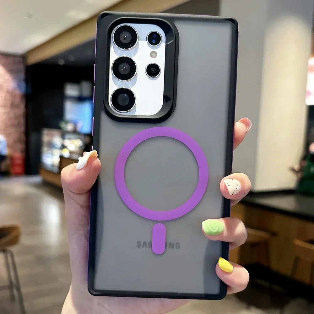 Frosted Dual-Color Magnetic Wireless Charging Case - Anti-Slip Matte Finish
