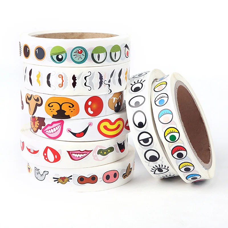 1000Pcs/Roll Cartoon Eyes Nose Mouth Stickers With Self Adhesive Children\'s Handmade DIY Creative Materials Decoration