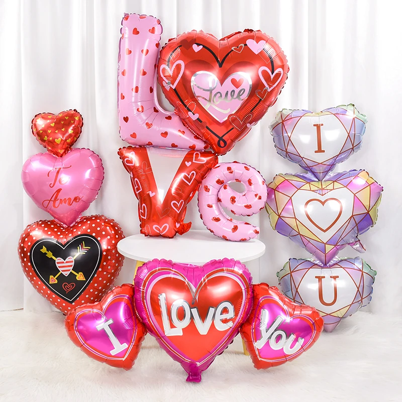 

I Love You Heart Foil Balloon Valentine's Day Decoration Wedding Anniversary Inflatable Balloons Supplies Birthday Party Gifts