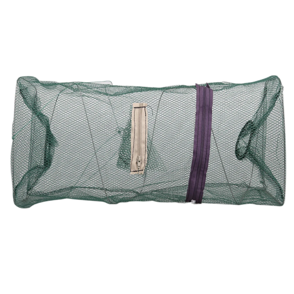 Collapsible Cast Net with Zipper Foldable Crab Fishing Net Nylon Shrimp Net Cage Large Capacity Fishing Accessories