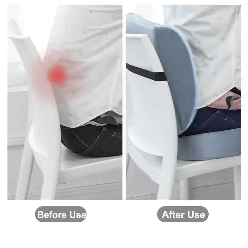 Bamboo Fiber Orthopedic Memory Foam Cushion for Sedentary Back Pain Relief Cushion Comfort Office Chair Car Seat Waist Pillow 6