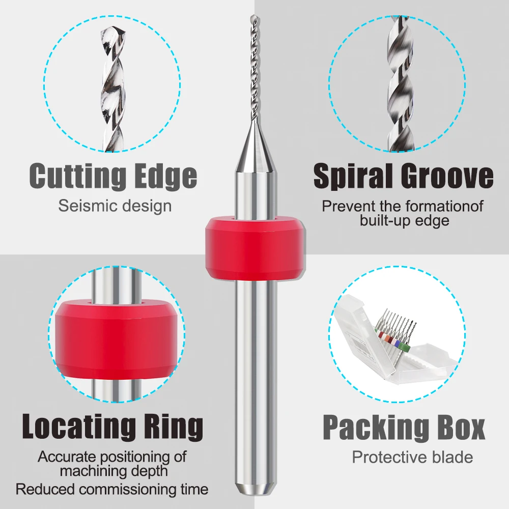 Precision Carbide Drill Bit Set for Circuit Boards - 10 Piece 0.1-1.2mm Range